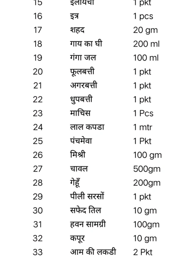 श्री सत्यनारायण पूजा सामग्री संग्रह