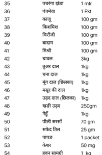 गृह -प्रवेश पूजा सामग्री संग्रह (सामान्य )