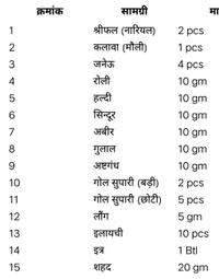 रुद्राभिषेक-पूजा सामग्री संग्रह ( सामान्य )