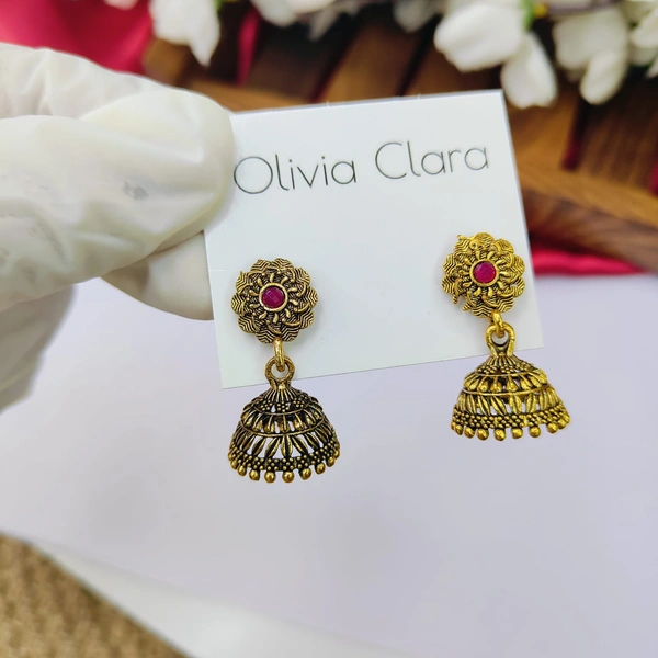Sisterhood Golden Jhumkas 6034 - Red