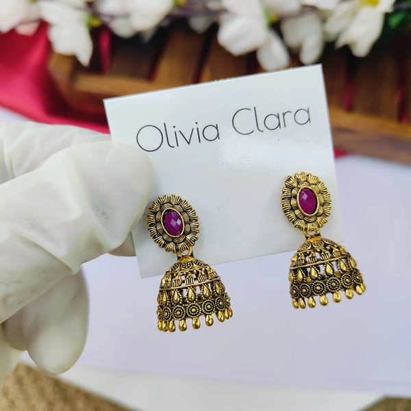 Sisterhood Golden Jhumkas 6035 - Red