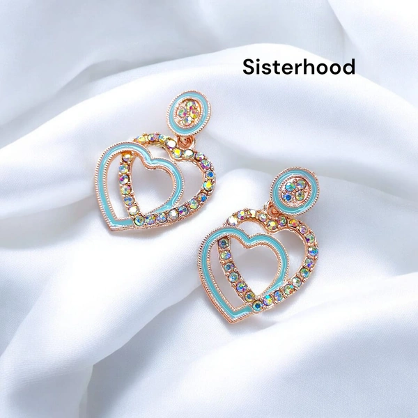 Sisterhood Premium Dual Heart Earring3 - Swans Down