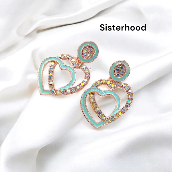 Sisterhood Prenium Dual Heart Earring8 - Snowy Mint