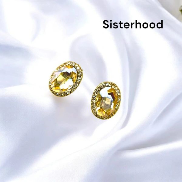 Sisterhood Cystal stone Earring16 - Papaya Whip