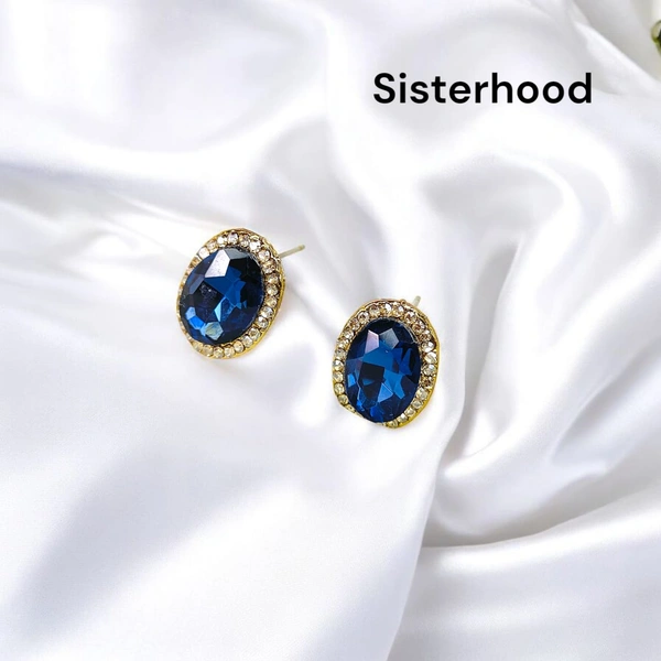 Sisterhood Cystal stone Earring14 - Navy Blue