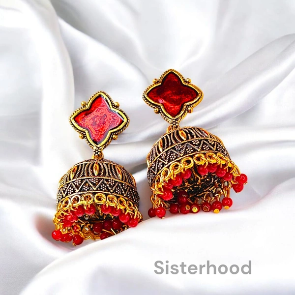 Sisterhood Jhumkas1 - Red