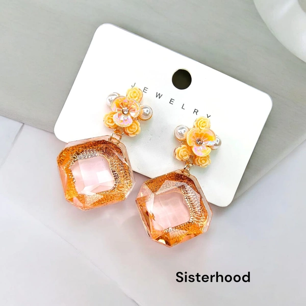 Sisterhood Glass earring 6 - Yellow Orange