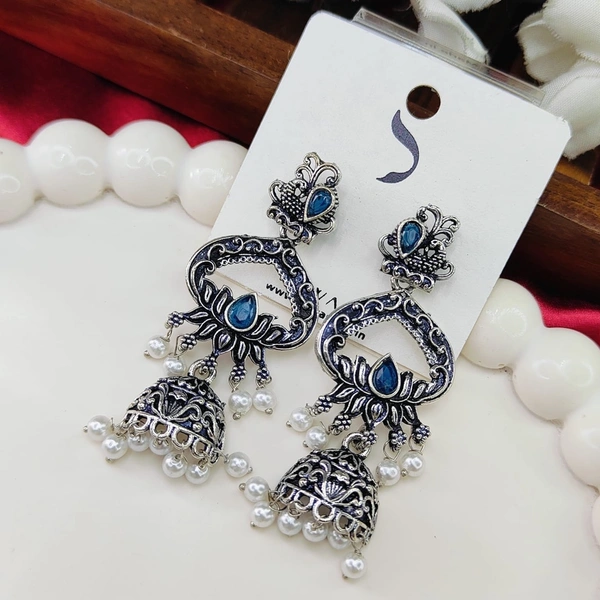 Sisterhood German Silver Jhumka 12 - Ultramarine