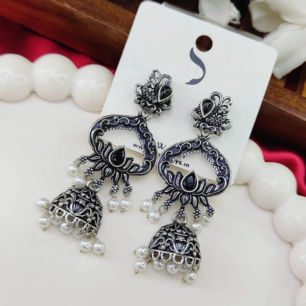 Sisterhood German Silver Jhumka 10 - Black
