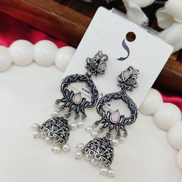 Sisterhood German Silver Jhumka 4 - Lavender blush