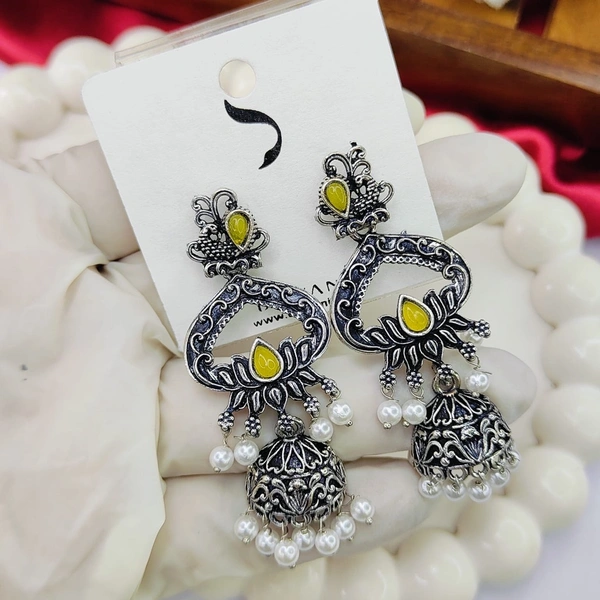 Sisterhood German Silver Jhumka 3 - Yellow