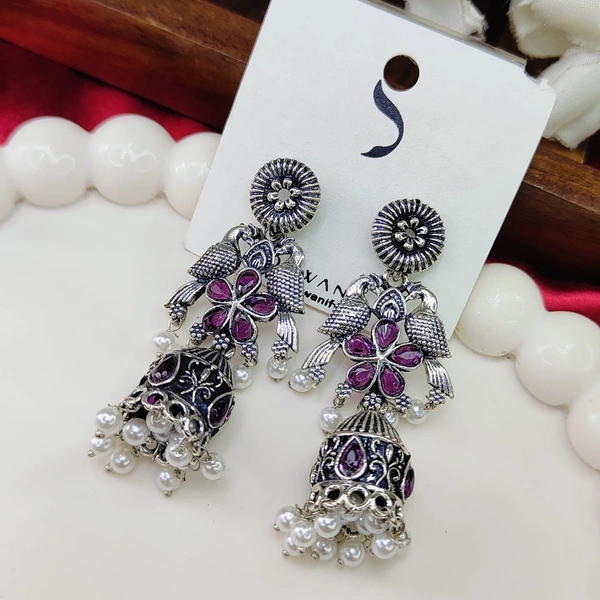 Sisterhood German Silver Jhumka 10 - Pigment Indigo