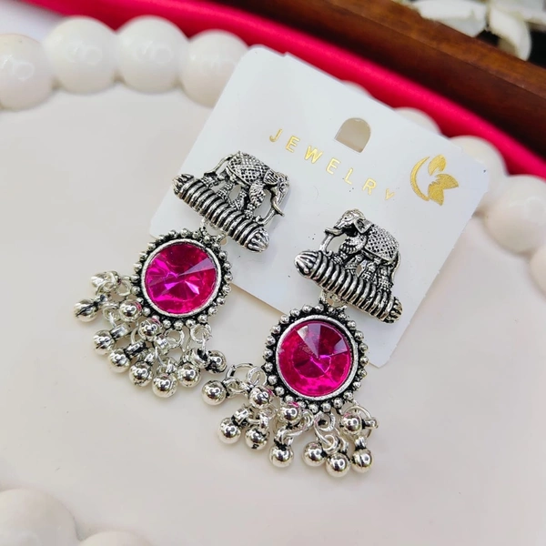 Sisterhood German Silver Earring 3 - Red Violet