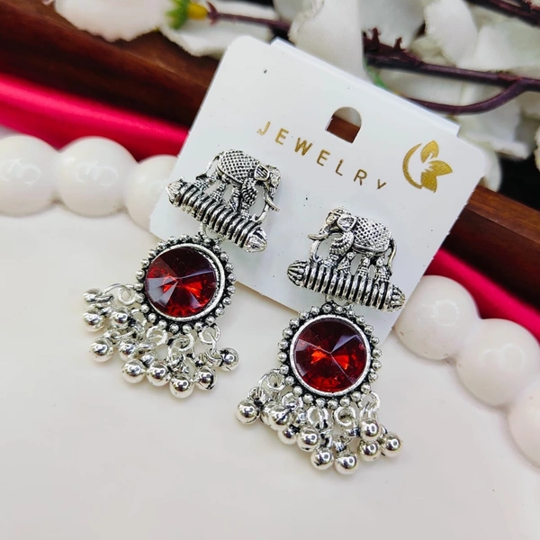 Sisterhood German Silver Earring 17 - Maroon