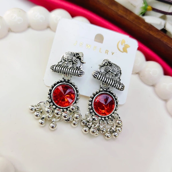 Sisterhood German Silver Earring 2 - Red