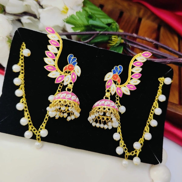 Sisterhood Jhumka with Mattal 9 - Pink