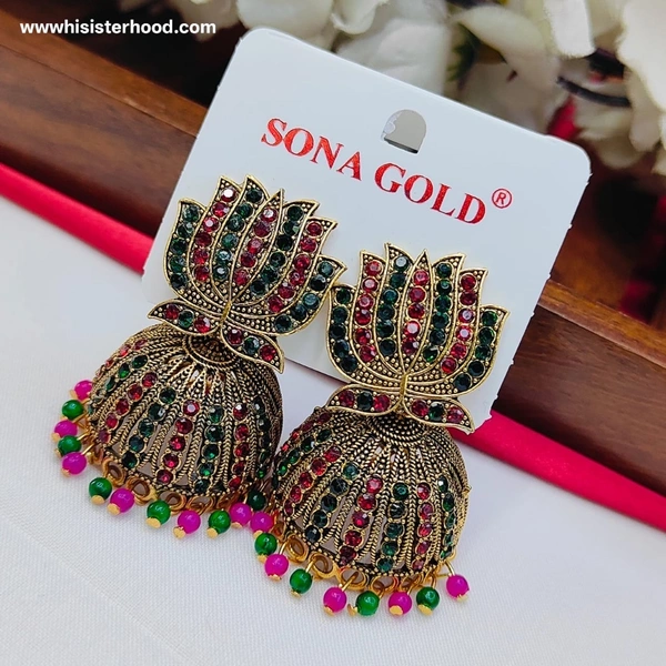Stone Lotus Jhumka 8