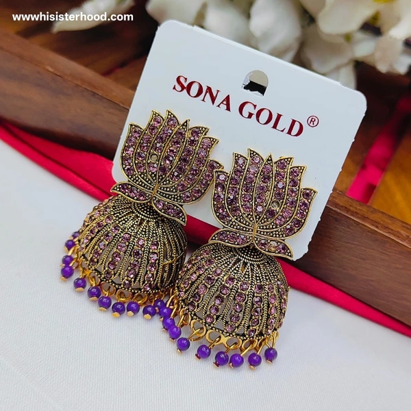 Stone Lotus Jhumka 4