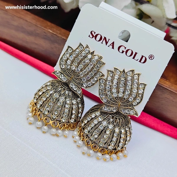 Stone Lotus Jhumka 1
