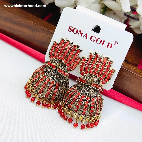 Stone Lotus Jhumka 11