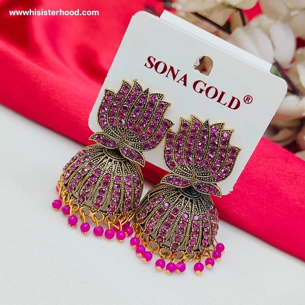 Stone Lotus Jhumka 2