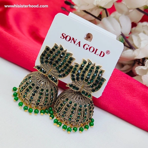 Stone Lotus Jhumka 10