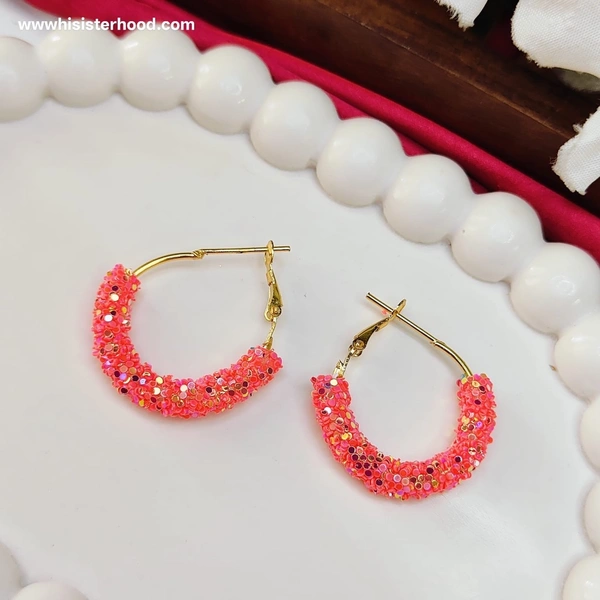 Sparkly  Glitter Hoop Earring 4
