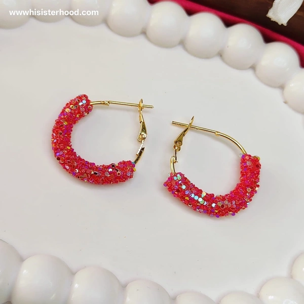 Sparkly  Glitter Hoop Earring 5