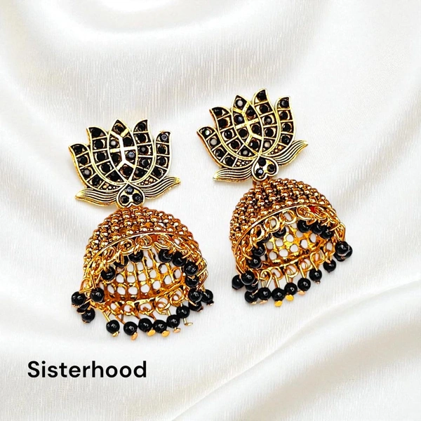 Lotus Jhumka 6 - Black