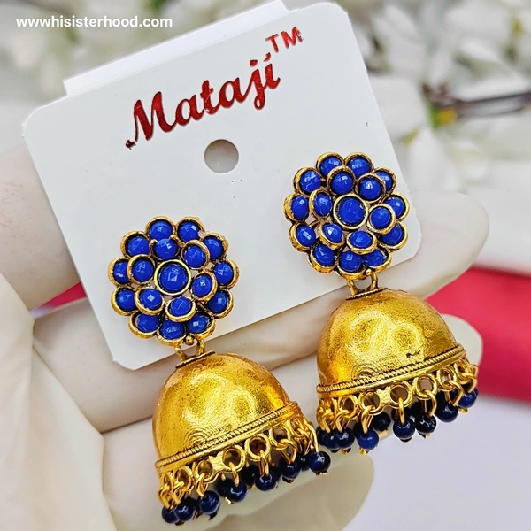 Flower  Jhumka 1 - Blue