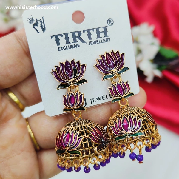 Lotus Jhumka7 - Electric Violet