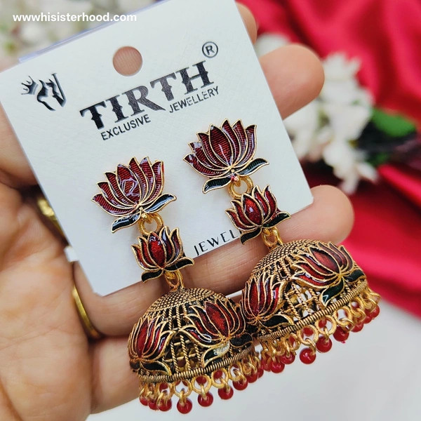 Lotus Jhumka5 - Maroon