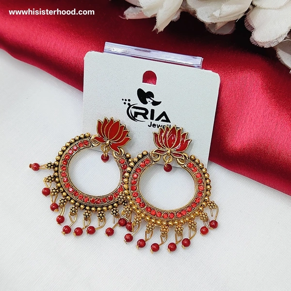 Lotus Earring 2 - Red