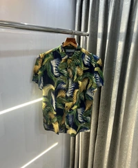  Christian Dior Green Floral Printed Premium Half Shirt