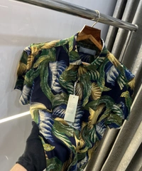  Christian Dior Green Floral Printed Premium Half Shirt
