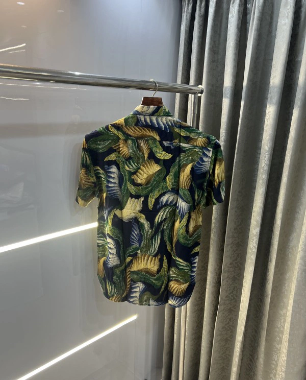  Christian Dior Green Floral Printed Premium Half Shirt