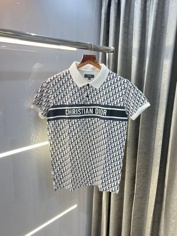 Christian Dior White Monogram Print Imported Polo T-Shirt