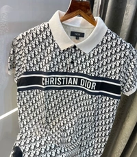 Christian Dior White Monogram Print Imported Polo T-Shirt