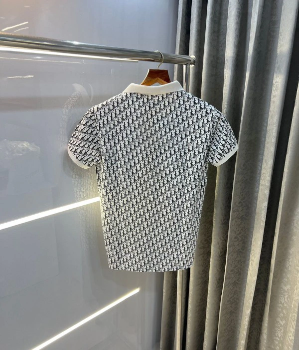 Christian Dior White Monogram Print Imported Polo T-Shirt