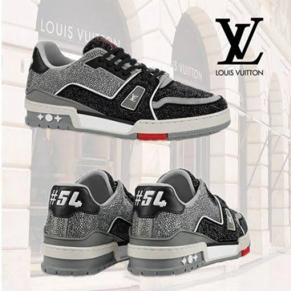 louis vuitton trainer crystal black red - 41-42-43-44-45