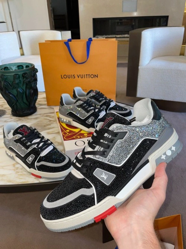 louis vuitton trainer crystal black red - 41-42-43-44-45