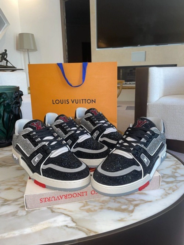 louis vuitton trainer crystal black red - 41-42-43-44-45