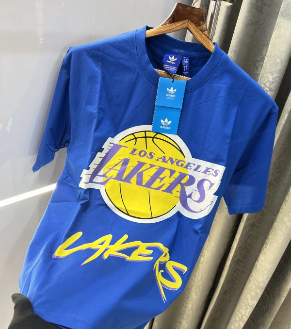 Adidas Lakers Blue Printed Imported Oversized T-Shirt - S-36 M-38 L-40 Xl-42 Xxl-44