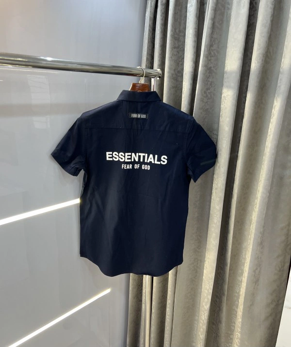 Essentials Fog Navy Blue Back Print Premium Half Shirt - Black, SIZ S -37 M-39 L-41 Xl-43 Xxl-45