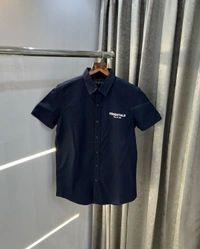 Essentials Fog Navy Blue Back Print Premium Half Shirt - Black, SIZ S -37 M-39 L-41 Xl-43 Xxl-45