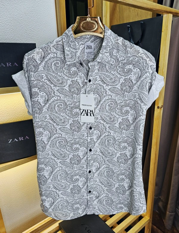Zar a half sleeve printed shirts white - M64-W - Casual Shirt Dm For More Details