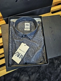 Zar a half sleeve printed shirts dark grey - M64-DG - Gray, 38-40-42-44