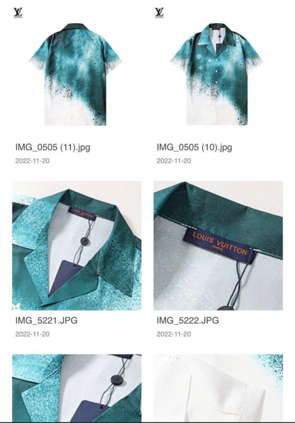 Louis Vuitton White Green Monogram Printed Imported Half Shirt