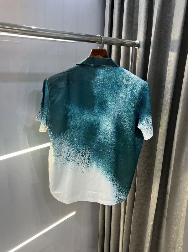 Louis Vuitton White Green Monogram Printed Imported Half Shirt