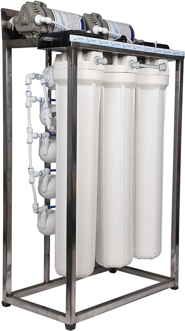  50 LPH commercial RO + UV water purifier Plant 50 Litre Per Hour Blue Stainless steel Full Automatic with TDS Adjuster - White, 20